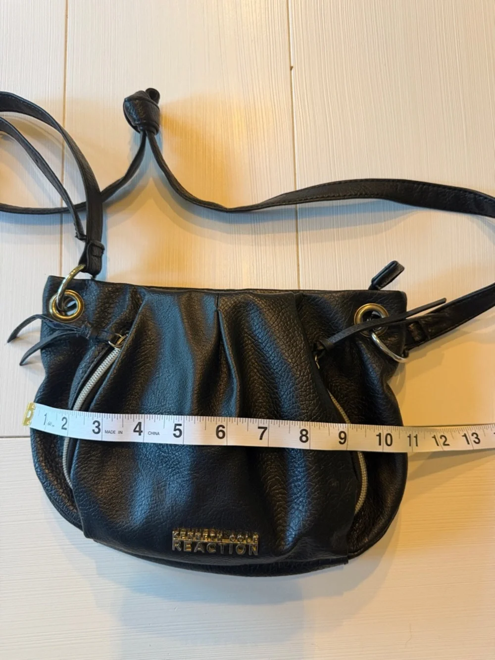 Kenneth Cole Reaction Black Pebbled Leather Crossbody Bag